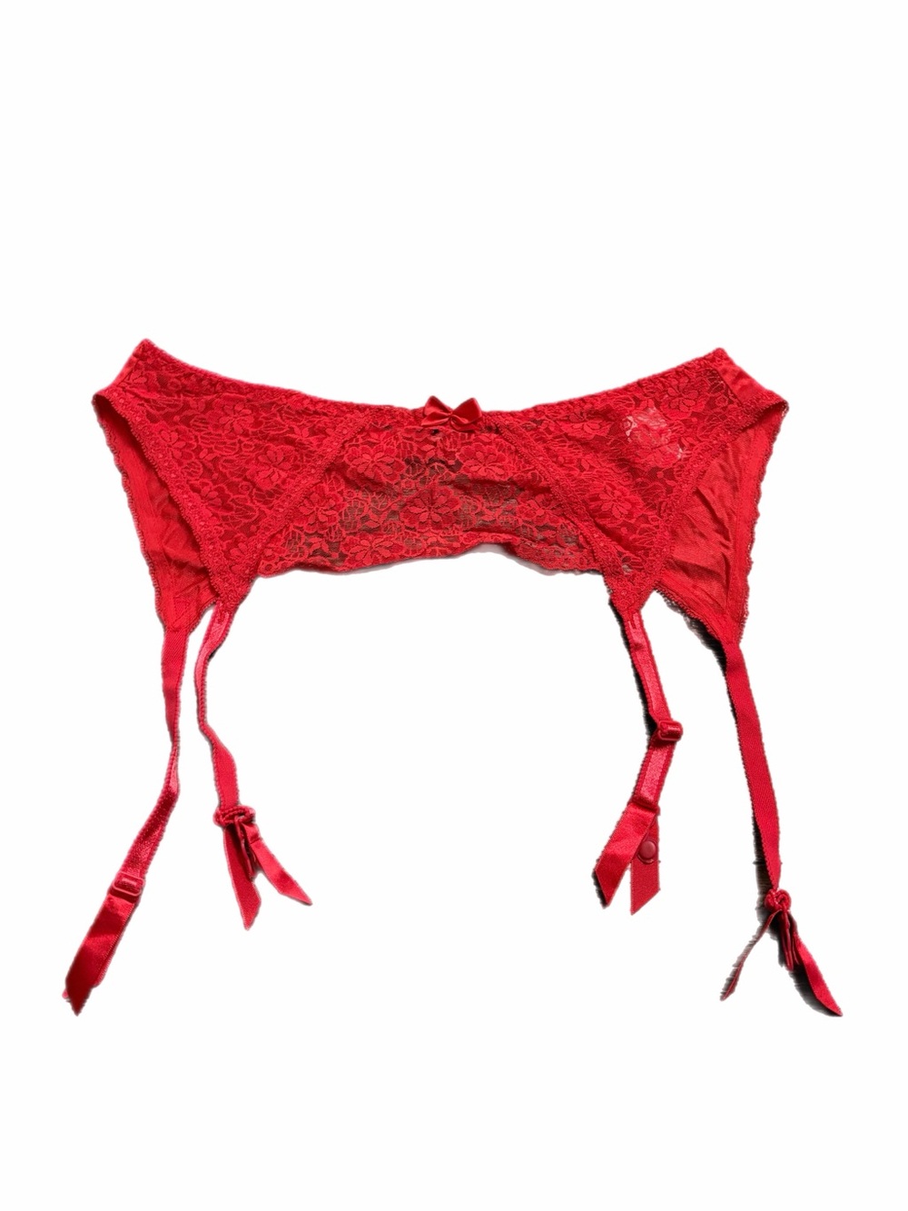 90s European Vintage Floral Lace Garter Belt Lingerie (Red) Size XL/1X